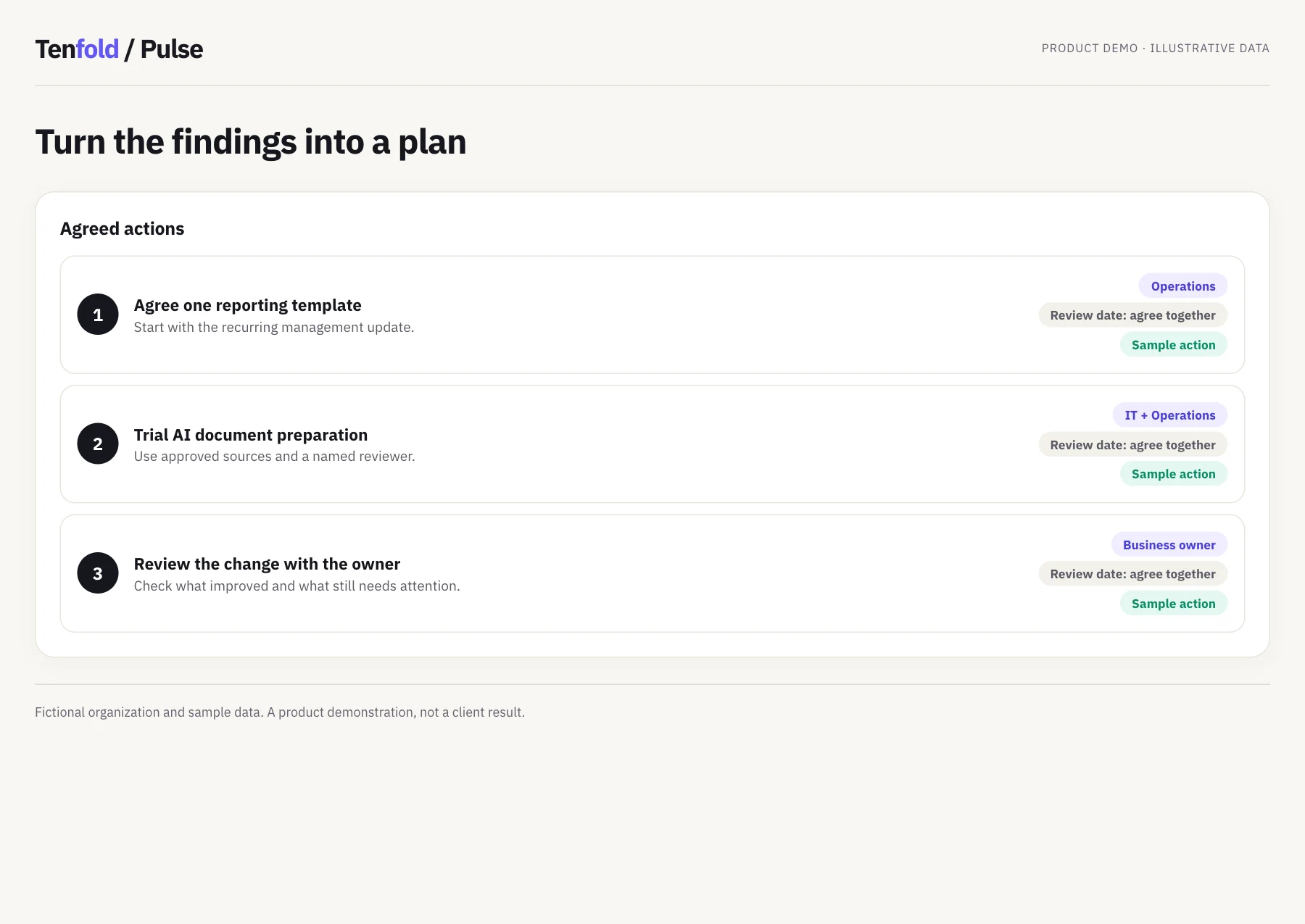 Give the next step an owner · Pulse demo, fictional data